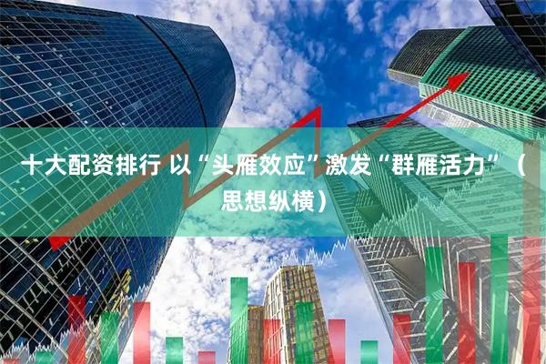 十大配资排行 以“头雁效应”激发“群雁活力”（思想纵横）