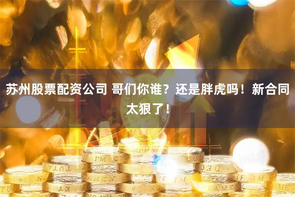 苏州股票配资公司 哥们你谁？还是胖虎吗！新合同太狠了！