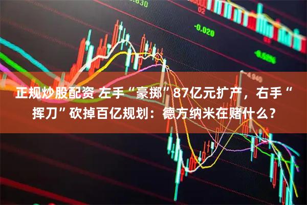 正规炒股配资 左手“豪掷”87亿元扩产，右手“挥刀”砍掉百亿规划：德方纳米在赌什么？