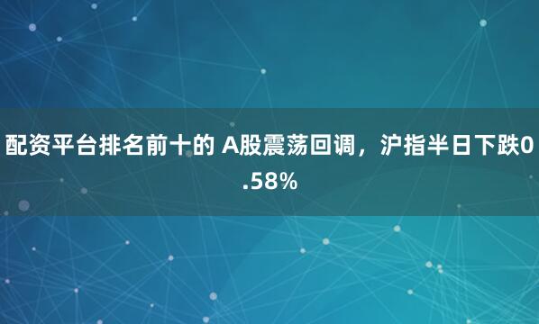 配资平台排名前十的 A股震荡回调，沪指半日下跌0.58%