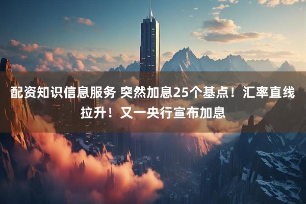 配资知识信息服务 突然加息25个基点！汇率直线拉升！又一央行宣布加息